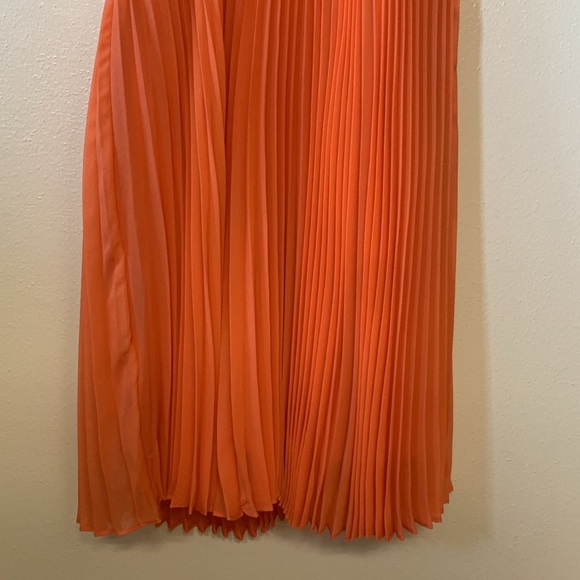 Nanette Lepore High Neck Sleeveless Pleated Vivid Coral Dress: Size 6 NWT - Picture 8 of 14